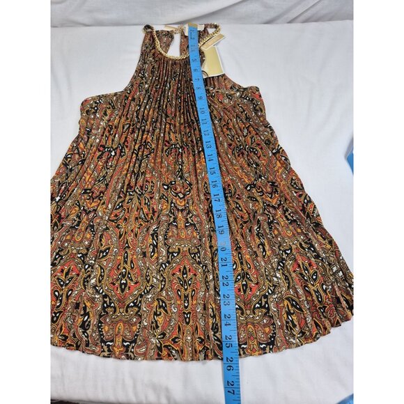 Michael Kors Women’s Blouse Size S Pleated Chain Sleeveless Brt Terracota (65) - Picture 4 of 10